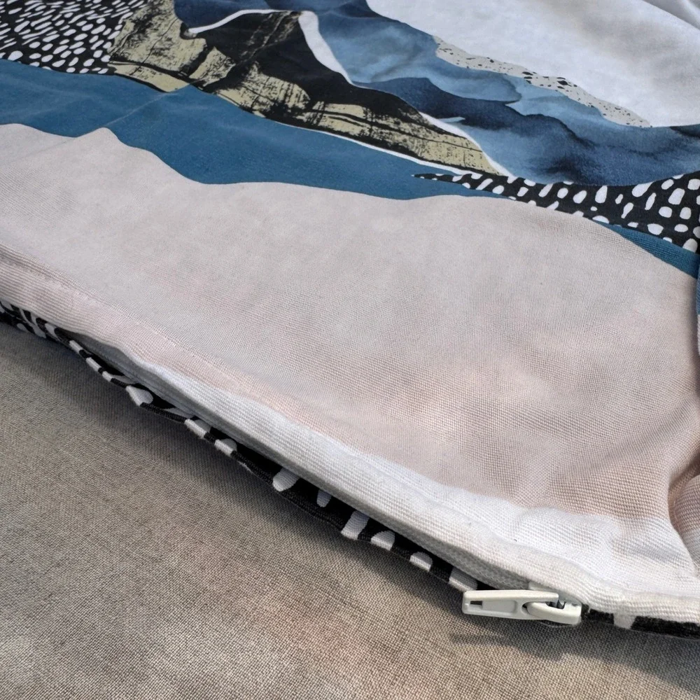 IKEA VINTER 2017 Pillow Covers 20x20 Blue White Mountain Abstract Scandi Set 2